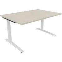 Soennecken Schreibtisch All in One, manuell höhenverstellbar, 65-85cm (H), 140x100cm (BxT), rechteckig, akazie hell / weiß 4003969071605 So
