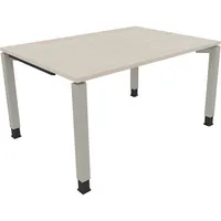 Soennecken Schreibtisch All in One, manuell höhenverstellbar, 68-82cm (H), 140x100cm (BxT), rechteckig, akazie hell / silberaluminium 40039