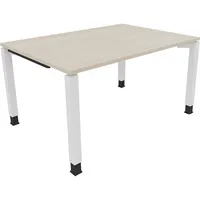 Soennecken Schreibtisch All in One, manuell höhenverstellbar, 68-82cm (H), 140x100cm (BxT), rechteckig, akazie hell / weiß 4003969076075 So