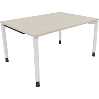 Soennecken Schreibtisch All in One, manuell höhenverstellbar, 68-82cm (H), 140x100cm (BxT), rechteckig, akazie hell / weiß 4003969080676 So