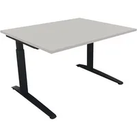 Soennecken Schreibtisch All in One, manuell höhenverstellbar, 65-85cm (H), 120x100cm (BxT), rechteckig, lichtgrau / anthrazit metallic 4003