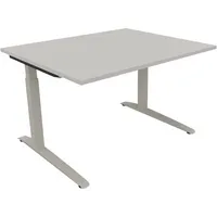 Soennecken Schreibtisch All in One, manuell höhenverstellbar, 65-85cm (H), 120x100cm (BxT), rechteckig, lichtgrau / silberaluminium 4003969
