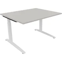 Soennecken Schreibtisch All in One, manuell höhenverstellbar, 65-85cm (H), 120x100cm (BxT), rechteckig, lichtgrau / weiß 4003969071018 Soen