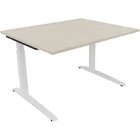 Soennecken Schreibtisch All in One, manuell höhenverstellbar, 65-85cm (H), 120x100cm (BxT), rechteckig, akazie hell / weiß 4003969071049 So