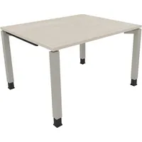 Soennecken Schreibtisch All in One, manuell höhenverstellbar, 68-82cm (H), 120x100cm (BxT), rechteckig, akazie hell / silberaluminium 40039