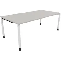 Soennecken Schreibtisch All in One, manuell höhenverstellbar, 68-82cm (H), 200x100cm (BxT), rechteckig, lichtgrau / weiß 4003969083240 Soen