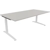 Soennecken Schreibtisch All in One, manuell höhenverstellbar, 65-85cm (H), 200x100cm (BxT), rechteckig, lichtgrau / weiß 4003969074934 Soen