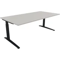 Soennecken Schreibtisch All in One, manuell höhenverstellbar, 65-85cm (H), 200x100cm (BxT), rechteckig, lichtgrau / anthrazit metallic 4003