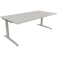 Soennecken Schreibtisch All in One, manuell höhenverstellbar, 65-85cm (H), 200x100cm (BxT), rechteckig, lichtgrau / silberaluminium 4003969