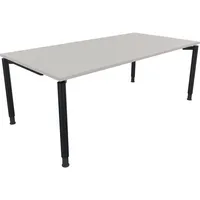Soennecken Schreibtisch All in One, manuell höhenverstellbar, 68-82cm (H), 200x100cm (BxT), rechteckig, lichtgrau / anthrazit metallic 4003