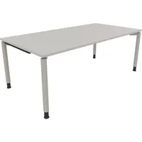 Soennecken Schreibtisch All in One, manuell höhenverstellbar, 68-82cm (H), 200x100cm (BxT), rechteckig, lichtgrau / silberaluminium 4003969