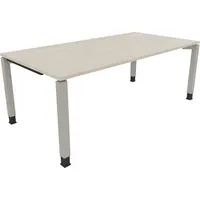 Soennecken Schreibtisch All in One, manuell höhenverstellbar, 68-82cm (H), 200x100cm (BxT), rechteckig, akazie hell / silberaluminium 40039