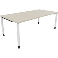 Soennecken Schreibtisch All in One, manuell höhenverstellbar, 68-82cm (H), 200x100cm (BxT), rechteckig, akazie hell / weiß 4003969083141 So