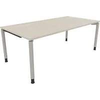 Soennecken Schreibtisch All in One, manuell höhenverstellbar, 68-82cm (H), 200x100cm (BxT), rechteckig, akazie hell / silberaluminium 40039