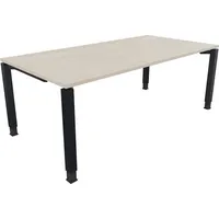 Soennecken Schreibtisch All in One, manuell höhenverstellbar, 68-82cm (H), 200x100cm (BxT), rechteckig, akazie hell / anthrazit metallic 40