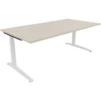 Soennecken Schreibtisch All in One, manuell höhenverstellbar, 65-85cm (H), 200x100cm (BxT), rechteckig, akazie hell / weiß 4003969074989 So