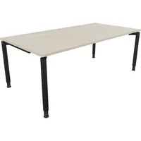 Soennecken Schreibtisch All in One, manuell höhenverstellbar, 68-82cm (H), 200x100cm (BxT), rechteckig, akazie hell / anthrazit metallic 40