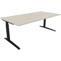 Soennecken Schreibtisch All in One, manuell höhenverstellbar, 65-85cm (H), 200x100cm (BxT), rechteckig, akazie hell / anthrazit metallic 40