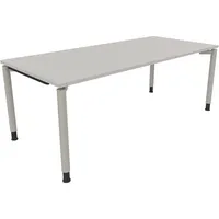 Soennecken Schreibtisch All in One, manuell höhenverstellbar, 68-82cm (H), 200x90cm (BxT), rechteckig, lichtgrau / silberaluminium 40039690