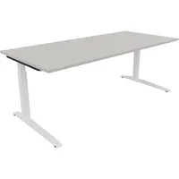 Soennecken Schreibtisch All in One, manuell höhenverstellbar, 65-85cm (H), 200x90cm (BxT), rechteckig, lichtgrau / weiß 4003969075474 Soenn