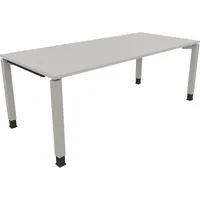 Soennecken Schreibtisch All in One, manuell höhenverstellbar, 68-82cm (H), 200x90cm (BxT), rechteckig, lichtgrau / silberaluminium 40039690