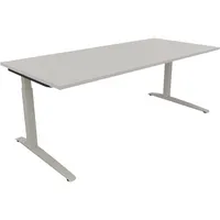 Soennecken Schreibtisch All in One, manuell höhenverstellbar, 65-85cm (H), 200x90cm (BxT), rechteckig, lichtgrau / silberaluminium 40039690