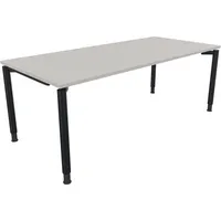 Soennecken Schreibtisch All in One, manuell höhenverstellbar, 68-82cm (H), 200x90cm (BxT), rechteckig, lichtgrau / anthrazit metallic 40039