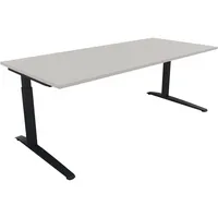 Soennecken Schreibtisch All in One, manuell höhenverstellbar, 65-85cm (H), 200x90cm (BxT), rechteckig, lichtgrau / anthrazit metallic 40039