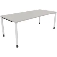 Soennecken Schreibtisch All in One, manuell höhenverstellbar, 68-82cm (H), 200x90cm (BxT), rechteckig, lichtgrau / weiß 4003969085015 Soenn