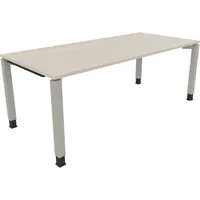 Soennecken Schreibtisch All in One, manuell höhenverstellbar, 68-82cm (H), 200x90cm (BxT), rechteckig, akazie hell / silberaluminium 400396