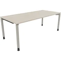Soennecken Schreibtisch All in One, manuell höhenverstellbar, 68-82cm (H), 200x90cm (BxT), rechteckig, akazie hell / silberaluminium 400396