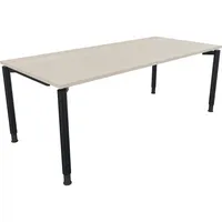 Soennecken Schreibtisch All in One, manuell höhenverstellbar, 68-82cm (H), 200x90cm (BxT), rechteckig, akazie hell / anthrazit metallic 400