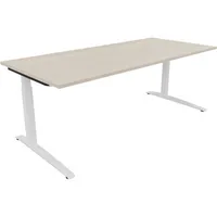 Soennecken Schreibtisch All in One, manuell höhenverstellbar, 65-85cm (H), 200x90cm (BxT), rechteckig, akazie hell / weiß 4003969075405 Soe