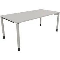 Soennecken Schreibtisch All in One, manuell höhenverstellbar, 68-82cm (H), 180x90cm (BxT), rechteckig, lichtgrau / silberaluminium 40039690