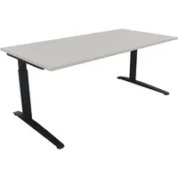 Soennecken Schreibtisch All in One, manuell höhenverstellbar, 65-85cm (H), 180x90cm (BxT), rechteckig, lichtgrau / anthrazit metallic 40039