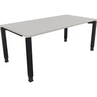 Soennecken Schreibtisch All in One, manuell höhenverstellbar, 68-82cm (H), 180x90cm (BxT), rechteckig, lichtgrau / anthrazit metallic 40039