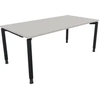 Soennecken Schreibtisch All in One, manuell höhenverstellbar, 68-82cm (H), 180x90cm (BxT), rechteckig, lichtgrau / anthrazit metallic 40039