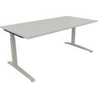 Soennecken Schreibtisch All in One, manuell höhenverstellbar, 65-85cm (H), 180x90cm (BxT), rechteckig, lichtgrau / silberaluminium 40039690