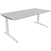 Soennecken Schreibtisch All in One, manuell höhenverstellbar, 65-85cm (H), 180x90cm (BxT), rechteckig, lichtgrau / weiß 4003969074330 Soenn