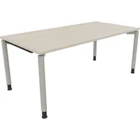 Soennecken Schreibtisch All in One, manuell höhenverstellbar, 68-82cm (H), 180x90cm (BxT), rechteckig, akazie hell / silberaluminium 400396