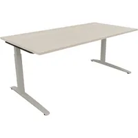 Soennecken Schreibtisch All in One, manuell höhenverstellbar, 65-85cm (H), 180x90cm (BxT), rechteckig, akazie hell / silberaluminium 400396