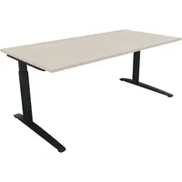 Soennecken Schreibtisch All in One, manuell höhenverstellbar, 65-85cm (H), 180x90cm (BxT), rechteckig, akazie hell / anthrazit metallic 400