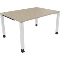 Soennecken Schreibtisch All in One, manuell höhenverstellbar, 68-82cm (H), 140x100cm (BxT), rechteckig, eiche natur / weiß 4003969076112 So