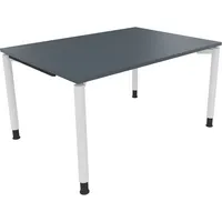 Soennecken Schreibtisch All in One, manuell höhenverstellbar, 68-82cm (H), 140x100cm (BxT), rechteckig, lavagrau / weiß 4003969080614 Soenn