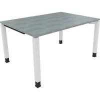 Soennecken Schreibtisch All in One, manuell höhenverstellbar, 68-82cm (H), 140x100cm (BxT), rechteckig, beton hell / weiß 4003969076044 Soe