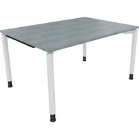 Soennecken Schreibtisch All in One, manuell höhenverstellbar, 68-82cm (H), 140x100cm (BxT), rechteckig, beton hell / weiß 4003969080621 Soe