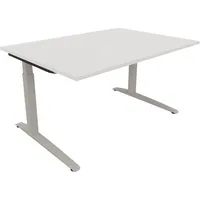Soennecken Schreibtisch All in One, manuell höhenverstellbar, 65-85cm (H), 140x100cm (BxT), rechteckig, weiß / silberaluminium 400396907161