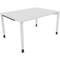 Soennecken Schreibtisch All in One, manuell höhenverstellbar, 68-82cm (H), 140x100cm (BxT), rechteckig, weiß / weiß 4003969080652 Soennecke