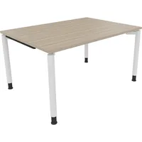 Soennecken Schreibtisch All in One, manuell höhenverstellbar, 68-82cm (H), 140x100cm (BxT), rechteckig, eiche natur / weiß 4003969080638 So