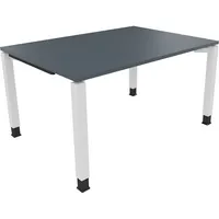Soennecken Schreibtisch All in One, manuell höhenverstellbar, 68-82cm (H), 140x100cm (BxT), rechteckig, lavagrau / weiß 4003969076082 Soenn